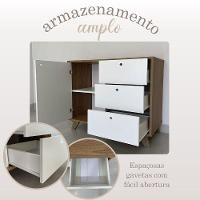 Balcão Para Escritório 3 Gavetas 1 Porta Luciano Olmo/branco - 5