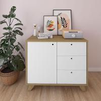 Balcão Para Escritório 3 Gavetas 1 Porta Luciano Olmo/branco - 9