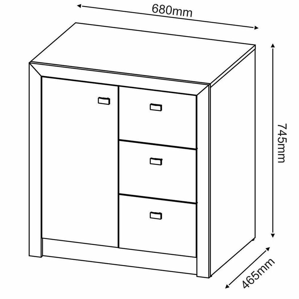 Balcão Armário Para Escritório Com 1 Porta E 3 Gavetas Rústico - 3