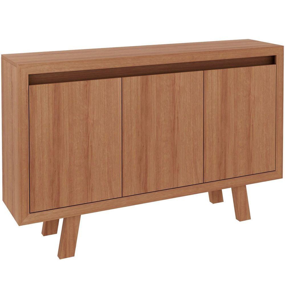 Balcão Armário Para Escritório 3 Portas Em Mdp Amêndoa - 1