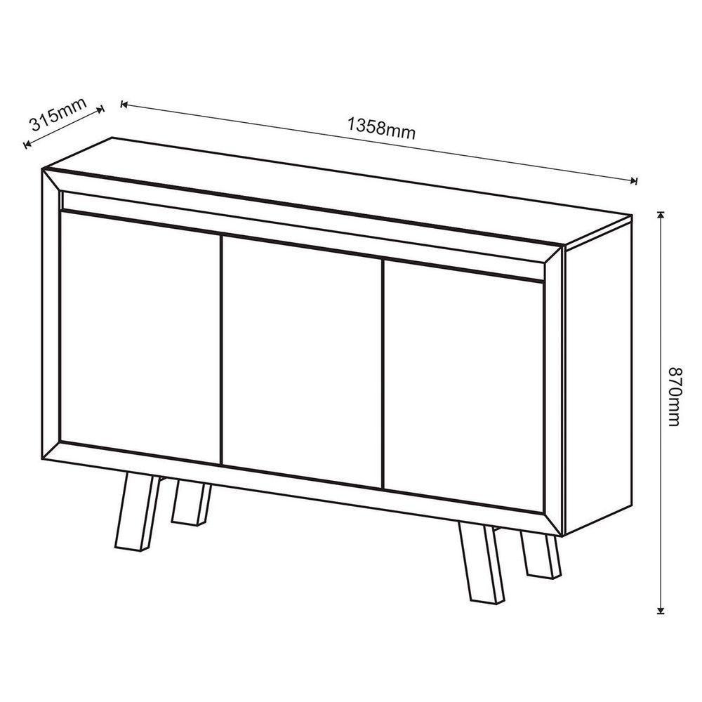 Balcão Armário Para Escritório 3 Portas Em Mdp Amêndoa - 3