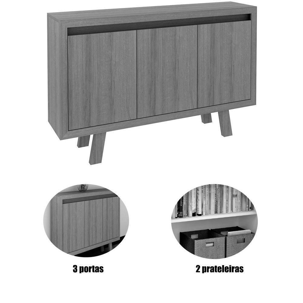 Balcão Armário Para Escritório 3 Portas Em Mdp Amêndoa - 4