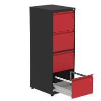 Armário De Arquivo Oficio 4 Gavetas Pandin 47 Cm (larg) Aço Preto C- Frente Gaveta Vermelha C- Chave - 2