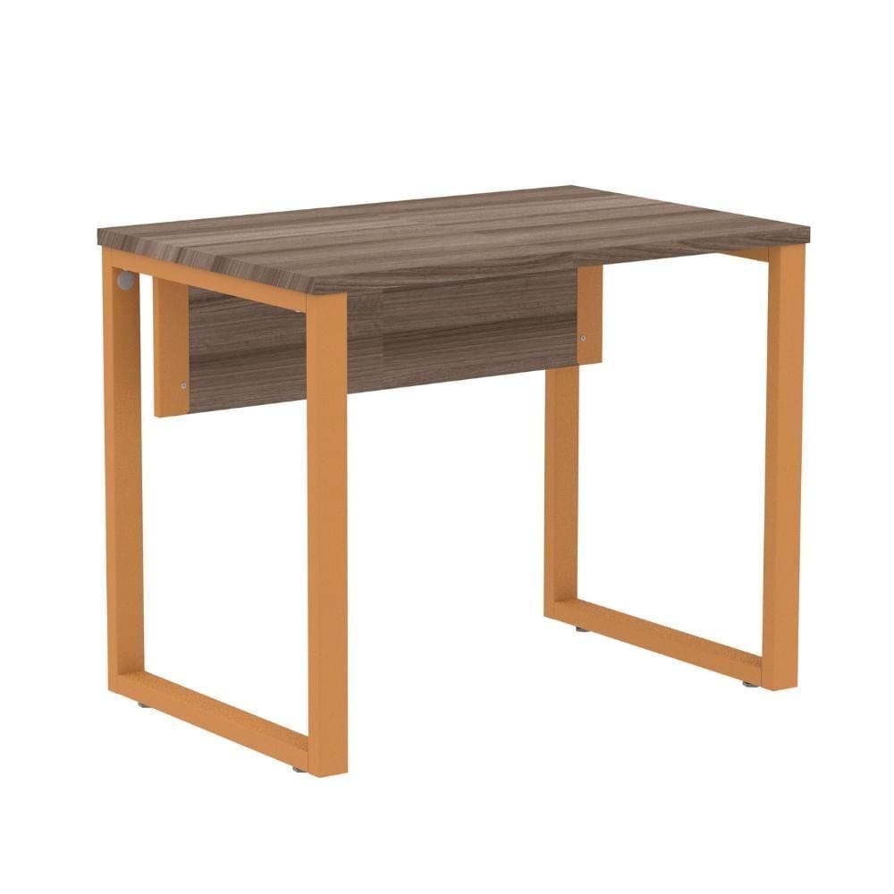 Mesa Escritório P25 Tub Pandin 90 Cm (larg) Tampo Mdp Walnut Pé Aço Tubular Laranja - 1