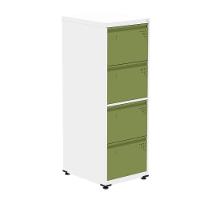 Armário De Arquivo Oficio 4 Gavetas Pandin 47 Cm (larg) Aço Branco C- Frente Gaveta Verde C- Chave - 1