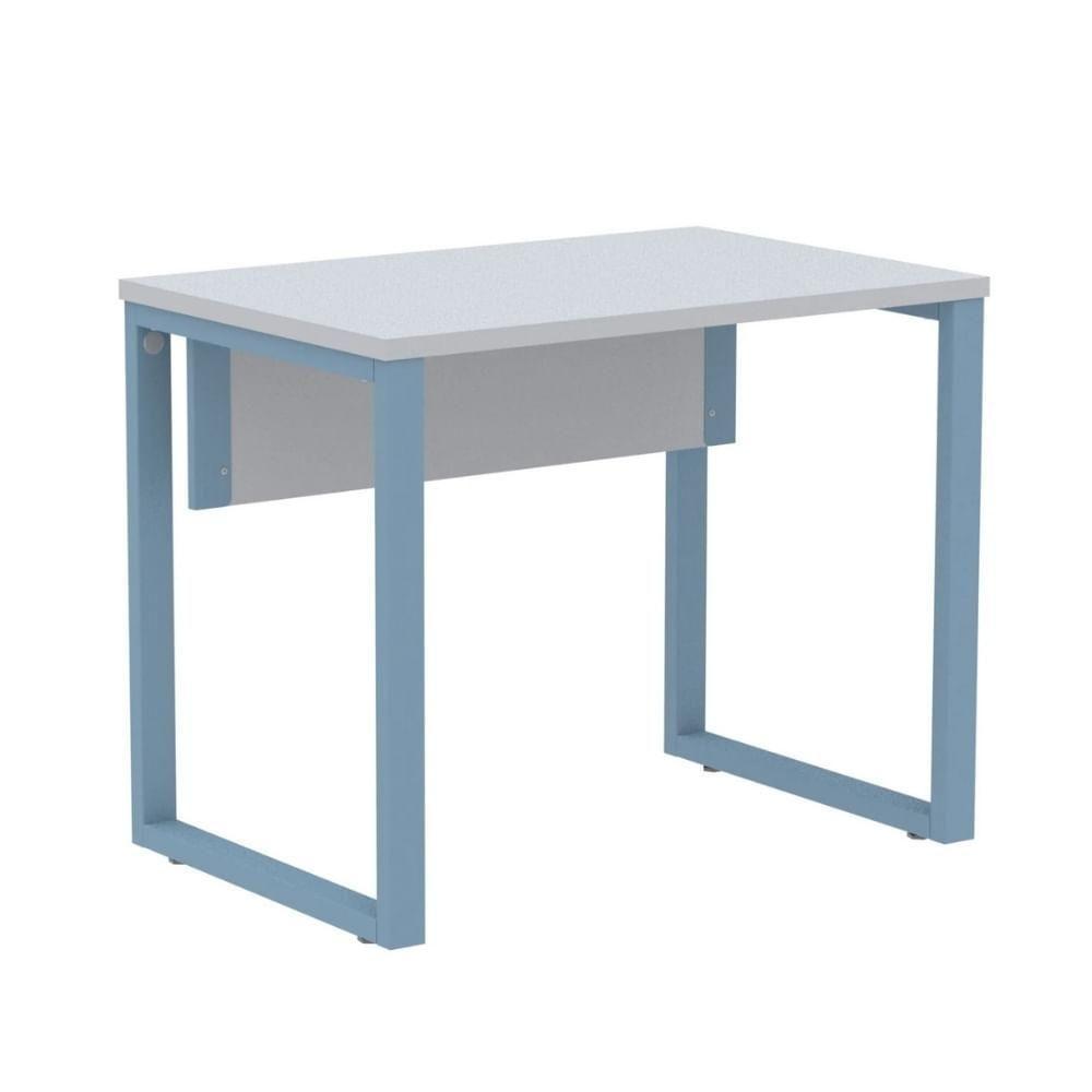 Mesa Escritório P25 Tub Pandin 90 Cm (larg) Tampo Mdp Cinza Pé Aço Tubular Azul Dali - 1