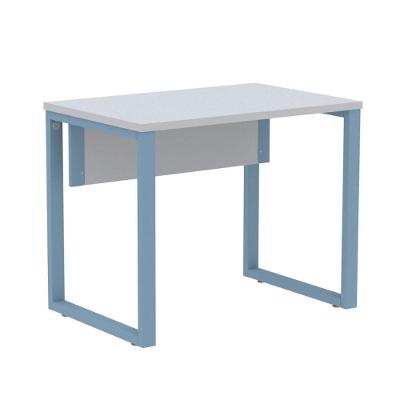 Mesa Escritório P25 Tub Pandin 90 Cm (larg) Tampo Mdp Cinza Pé Aço Tubular Azul Dali