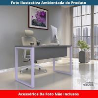 Mesa Escritório P25 Tub Pandin 90 Cm (larg) Tampo Mdp Grafito Pé Aço Tubular Lilás - 2