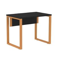 Mesa Escritório P25 Tub Pandin 90 Cm (larg) Tampo Mdp Preto Pé Aço Tubular Laranja - 1