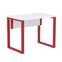 Mesa Escritório P25 Tub Pandin 90 Cm (larg) Tampo Mdp Branco Pé Aço Tubular Vermelho - 1