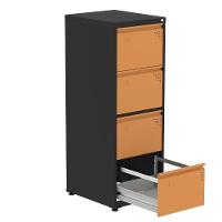 Armário De Arquivo Oficio 4 Gavetas Pandin 47 Cm (larg) Aço Preto C- Frente Gaveta Laranja C- Chave - 2