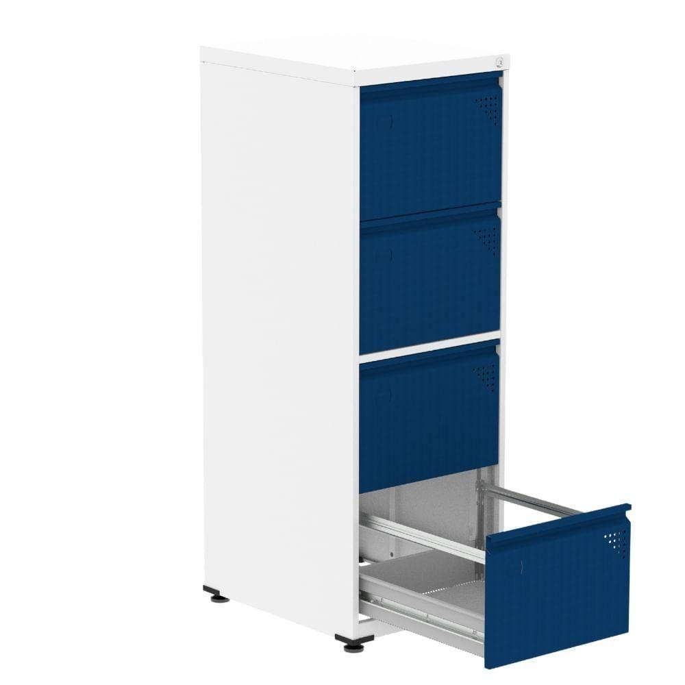 Armário De Arquivo Oficio 4 Gavetas Pandin 47 Cm (larg) Aço Branco C- Frente Gaveta Azul C- Chave - 2