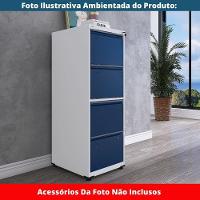 Armário De Arquivo Oficio 4 Gavetas Pandin 47 Cm (larg) Aço Branco C- Frente Gaveta Azul C- Chave - 7