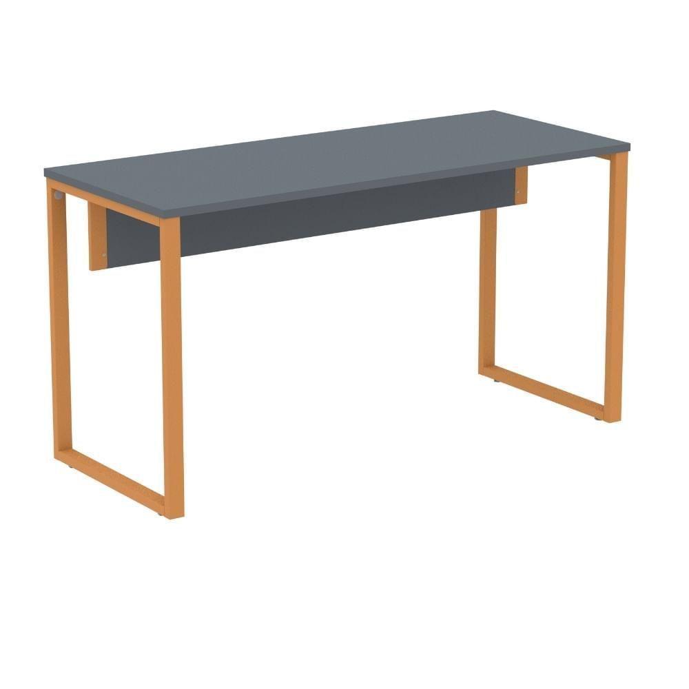 Mesa Escritório P25 Tub Pandin 170 Cm (larg) X 70 Cm (prof) Tampo Mdp Grafito Pé Aço Tubular Laranja - 1