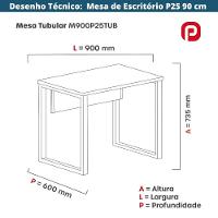 Mesa Escritório P25 Tub Pandin 90 Cm (larg) Tampo Mdp Grafito Pé Aço Tubular Azul Dali - 3