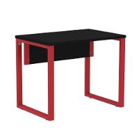 Mesa Escritório P25 Tub Pandin 90 Cm (larg) Tampo Mdp Preto Pé Aço Tubular Vermelho - 1