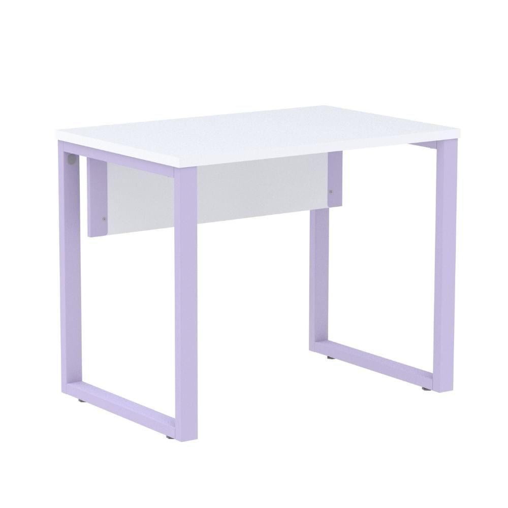 Mesa Escritório P25 Tub Pandin 90 Cm Largura Tampo Mdp Branco Pé Aço Tubular Lilás - 1