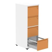 Armário De Arquivo Oficio 4 Gavetas Pandin 47 Cm (larg) Aço Branco C- Frente Gaveta Laranja C- Chave - 3