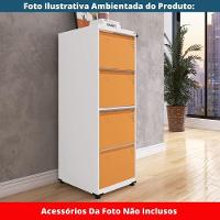 Armário De Arquivo Oficio 4 Gavetas Pandin 47 Cm (larg) Aço Branco C- Frente Gaveta Laranja C- Chave - 8