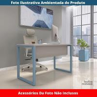 Mesa Escritório P25 Tub Pandin 170 Cm (larg) X 70 Cm (prof) Tampo Mdp Cinza Pé Aço Tubular Azul Dali - 2