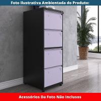 Armário De Arquivo Oficio 4 Gavetas Pandin 47 Cm (larg) Aço Preto C- Frente Gaveta Lilás C- Chave - 2