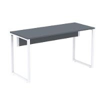 Mesa Escritório P25 Tub Pandin 170 Cm (larg) X 70 Cm (prof) Tampo Mdp Grafito Pé Aço Tubular Branco - 1