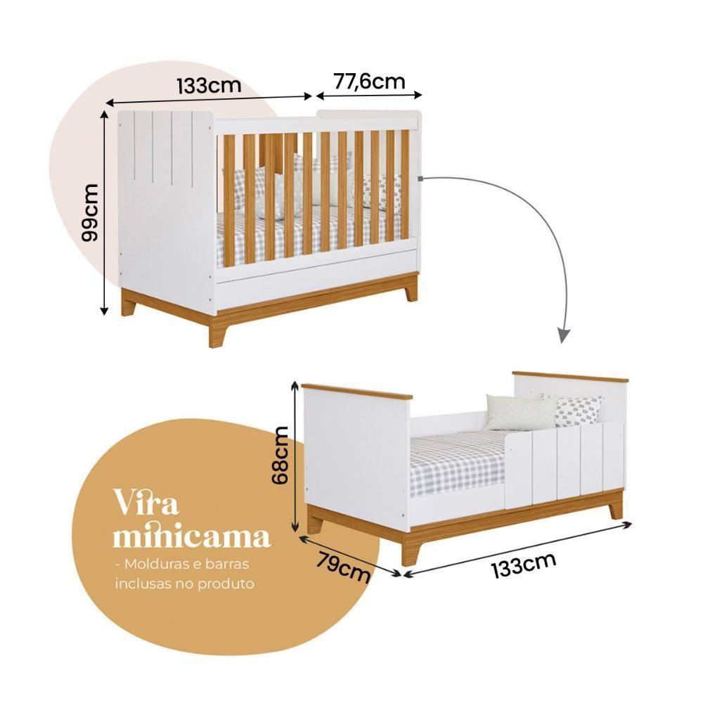 Berço Mini Cama Biscoito Com Regulagem De Altura E Colchão Branco Acetinado/nature - 4