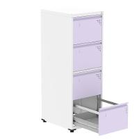 Armário De Arquivo Oficio 4 Gavetas Pandin 47 Cm (larg) Aço Branco C- Frente Gaveta Lilás C- Chave - 2