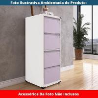 Armário De Arquivo Oficio 4 Gavetas Pandin 47 Cm (larg) Aço Branco C- Frente Gaveta Lilás C- Chave - 7