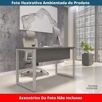 Mesa Escritório P25 Tub Pandin 90 Cm Largura Tampo Mdp Grafito Pé Aço Tubular Cinza - 2