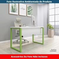 Mesa Escritório P25 Tub Pandin 170 Cm (larg) X 70 Cm (prof) Tampo Mdp Branco Pé Aço Tubular Verde - 2