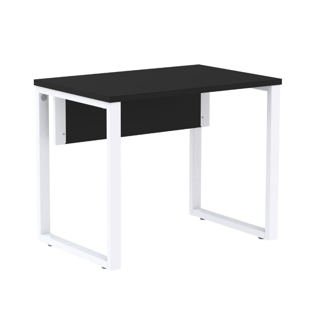 Mesa Escritório P25 Tub Pandin 90 Cm (larg) Tampo Mdp Preto Pé Aço Tubular Branco - 1