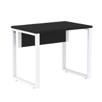 Mesa Escritório P25 Tub Pandin 90 Cm (larg) Tampo Mdp Preto Pé Aço Tubular Branco - 1
