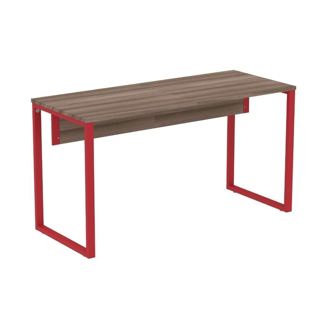 Mesa Escritório P25 Tub Pandin 170 Cm (larg) X 70 Cm (prof) Tampo Mdp Walnut Pé Aço Tubular Vermelho - 1