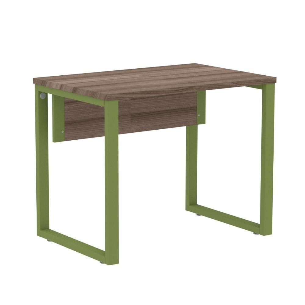 Mesa Escritório P25 Tub Pandin 90 Cm (larg) Tampo Mdp Walnut Pé Aço Tubular Verde Mirô - 1