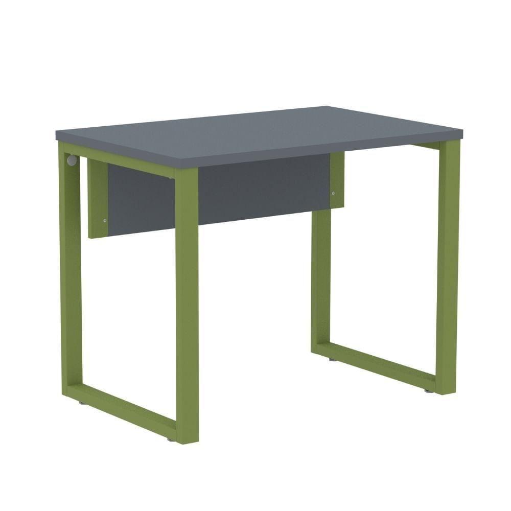 Mesa Escritório P25 Tub Pandin 90 Cm Largura Tampo Mdp Grafito Pé Aço Tubular Verde Mirô - 1