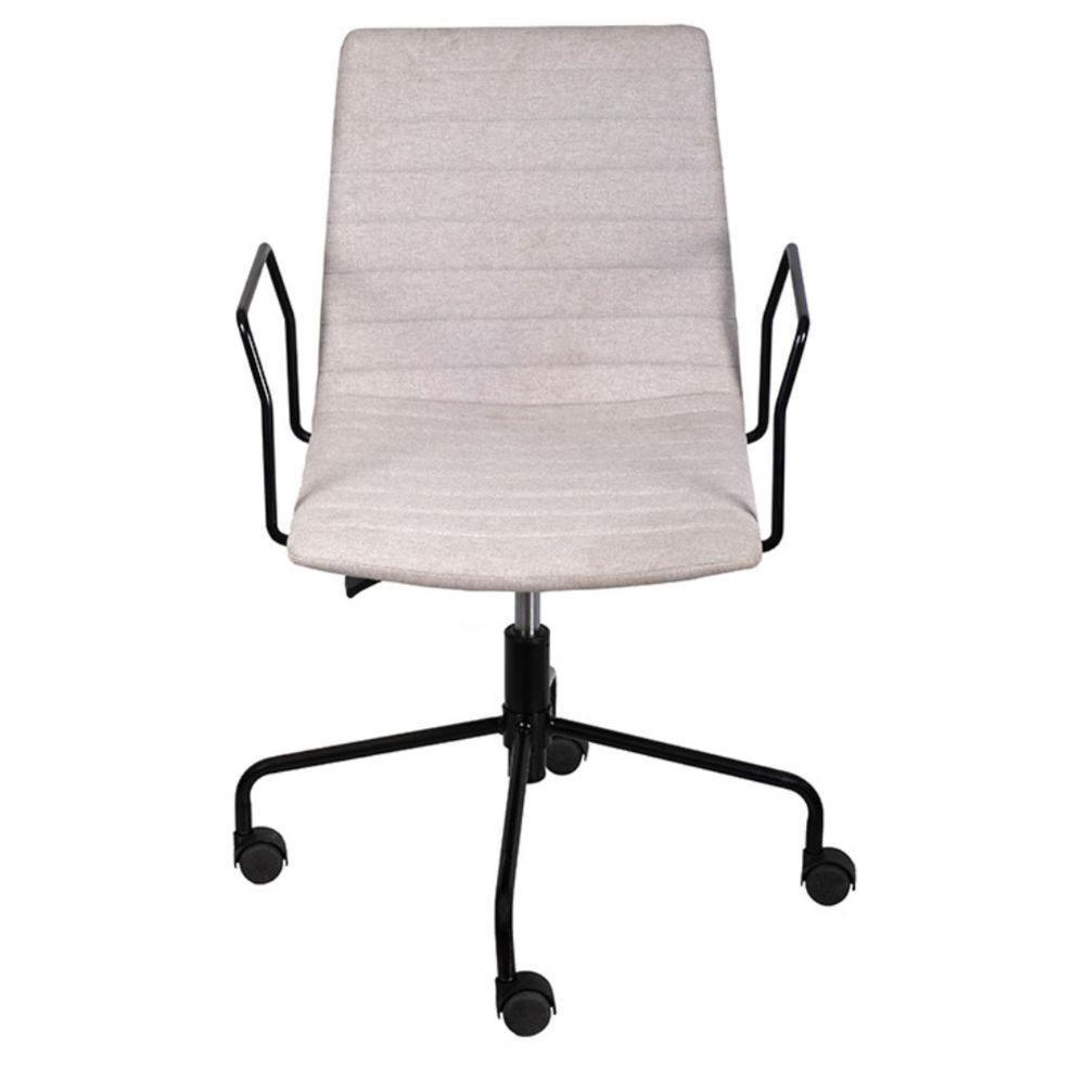 Cadeira Escritório Giratória Baixa Lima Or Design Tecido Bouclé Cinza Base Aço Preto Rodízio Nylon - 2