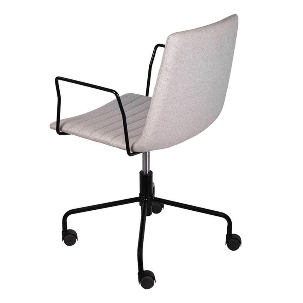 Cadeira Escritório Giratória Baixa Lima Or Design Tecido Bouclé Cinza Base Aço Preto Rodízio Nylon - 3