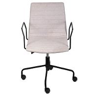Cadeira Escritório Giratória Baixa Lima Or Design Tecido Bouclé Cinza Base Aço Preto Rodízio Nylon - 2