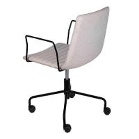 Cadeira Escritório Giratória Baixa Lima Or Design Tecido Bouclé Cinza Base Aço Preto Rodízio Nylon - 3