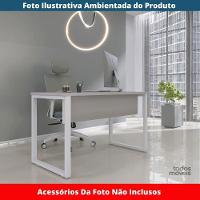 Mesa Escritório P25 Tub Pandin 170 Cm (larg) X 70 Cm (prof) Tampo Mdp Cinza Pé Aço Tubular Branco - 2