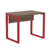 Mesa Escritório P25 Tub Pandin 90 Cm (larg) Tampo Mdp Walnut Pé Aço Tubular Vermelho - 1