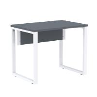 Mesa Escritório P25 Tub Pandin 90 Cm (larg) Tampo Mdp Grafito Pé Aço Tubular Branco - 1