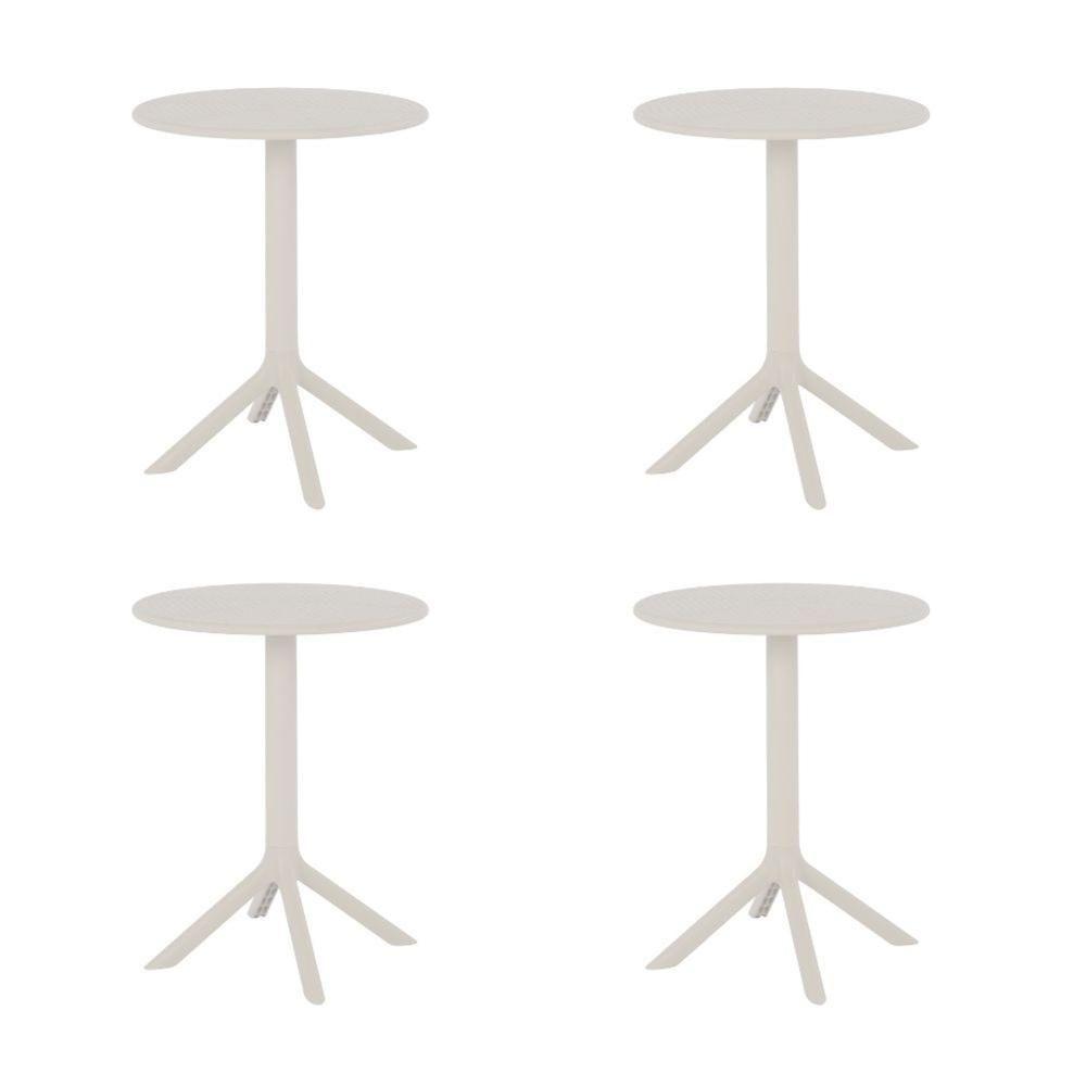 Kit 4 Mesas De Jantar Redonda área Externa Taormina Drops Fratini 60 Cm (larg) Polipropileno Nude - 1