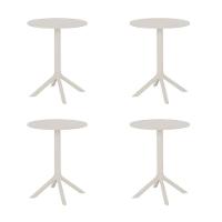 Kit 4 Mesas De Jantar Redonda área Externa Taormina Drops Fratini 60 Cm (larg) Polipropileno Nude - 1