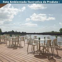 Kit 4 Mesas De Jantar Redonda área Externa Taormina Drops Fratini 60 Cm (larg) Polipropileno Nude - 3