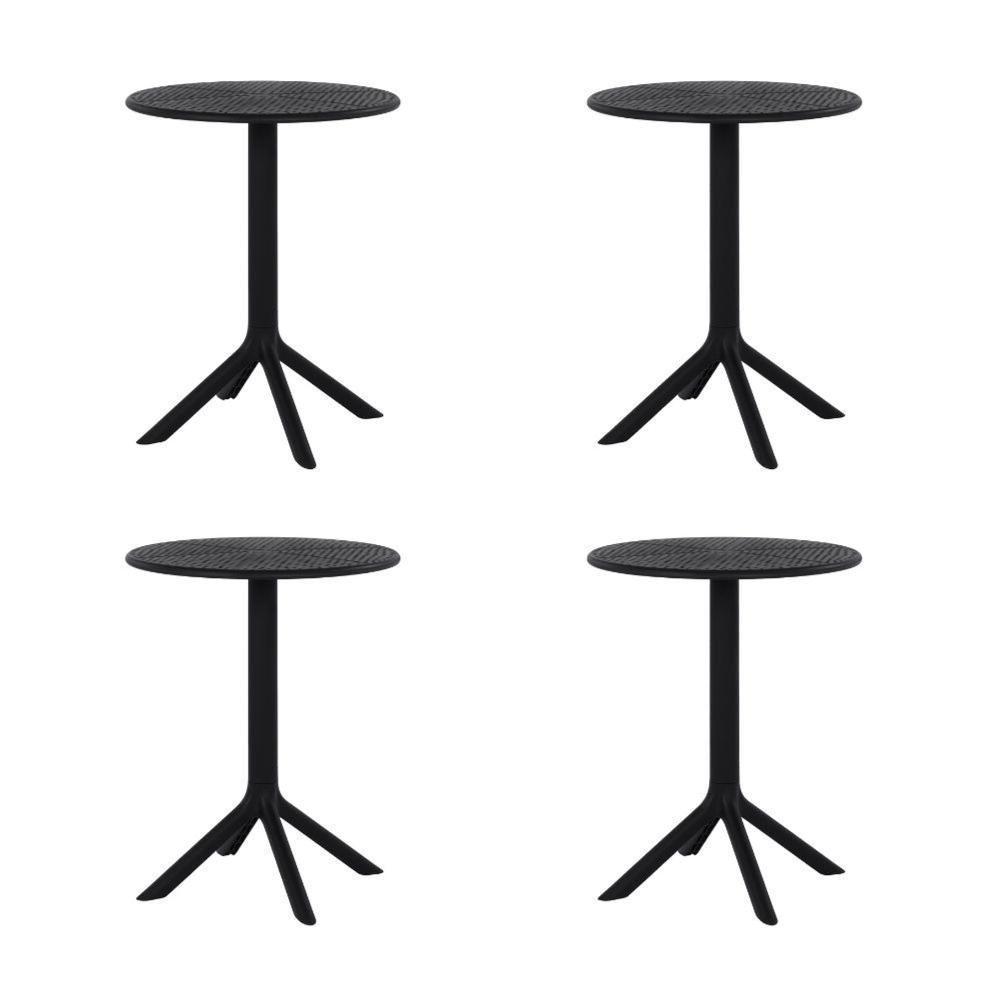 Kit 4 Mesas De Jantar Redonda área Externa Taormina Drops Fratini 60 Cm (larg) Polipropileno Preto - 1