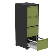 Armário De Arquivo Oficio 4 Gavetas Pandin 47 Cm (larg) Aço Preto C- Frente Gaveta Verde C- Chave - 2