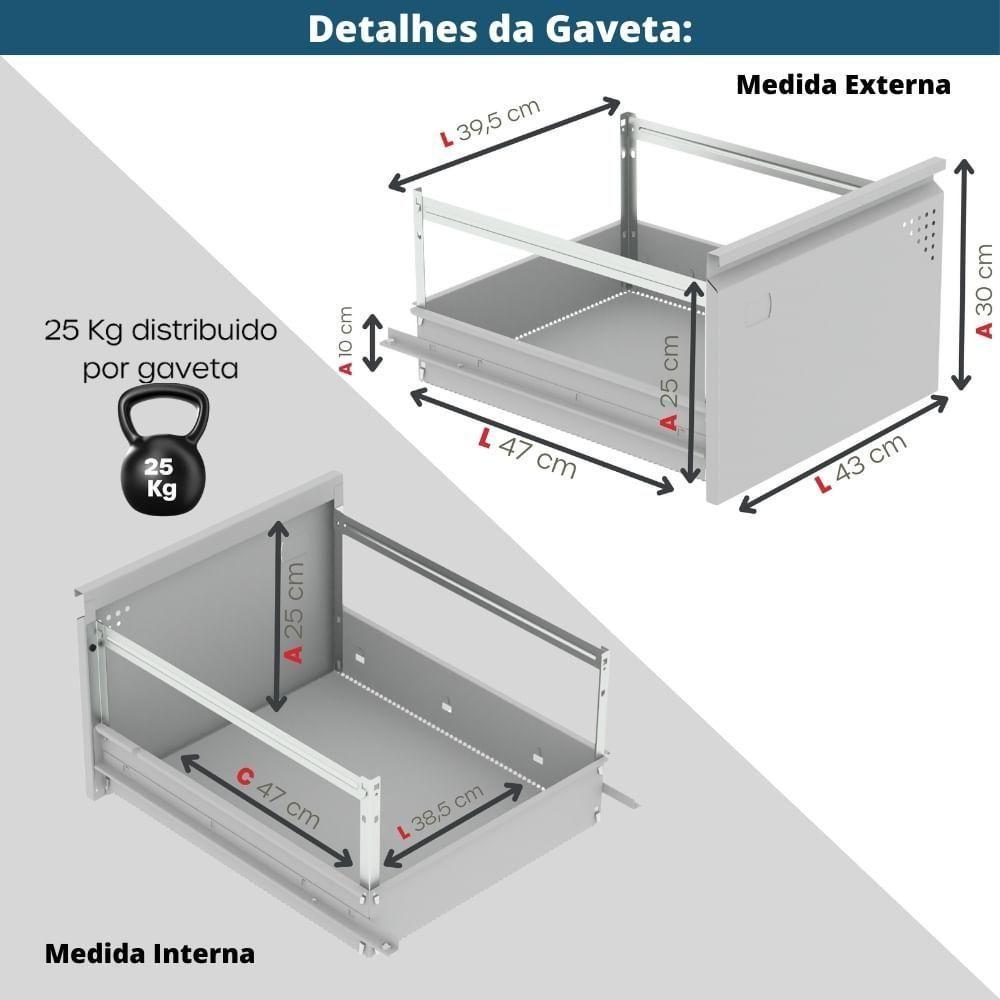 Armário De Arquivo Oficio 4 Gavetas Pandin 47 Cm (larg) Aço Preto C- Frente Gaveta Azul C- Chave - 4