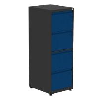 Armário De Arquivo Oficio 4 Gavetas Pandin 47 Cm (larg) Aço Preto C- Frente Gaveta Azul C- Chave - 1